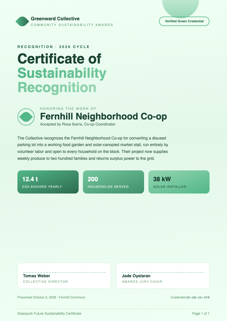 Solarpunk future certificate